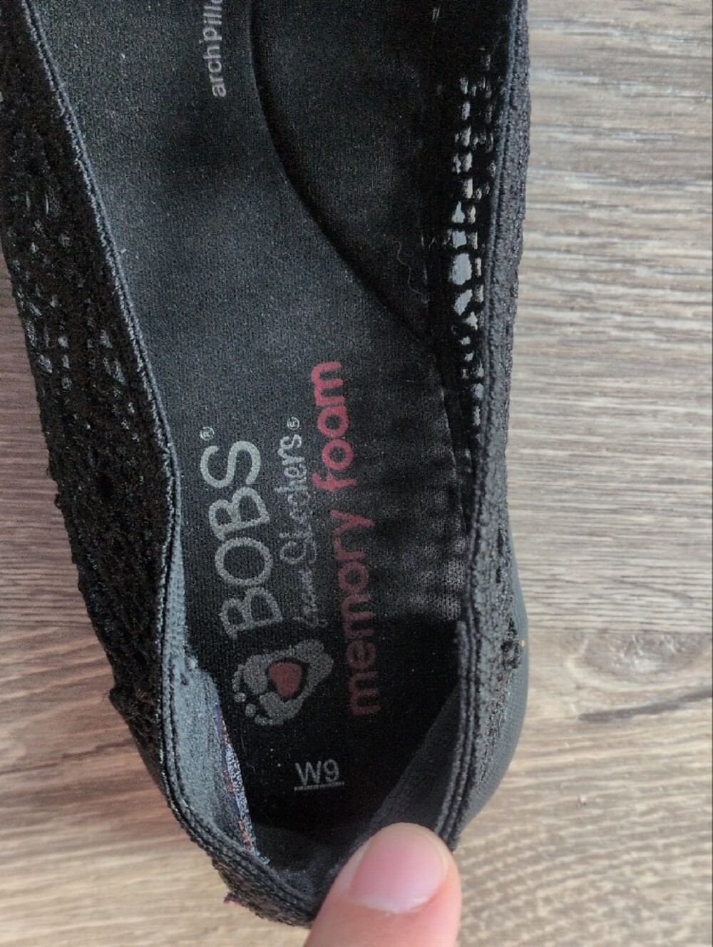 Skechers BOBS Black Crochet Memory Foam Slip-Ons - Picture 3 of 3
